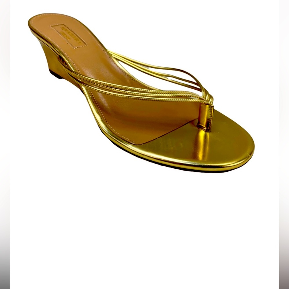 Aquazzura Shoes | Aquazurra Pedi Gold Metallic Leather